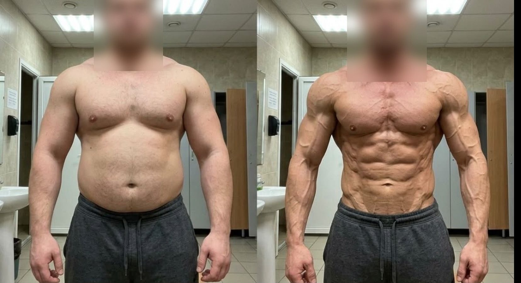 Before and after: torso, front view