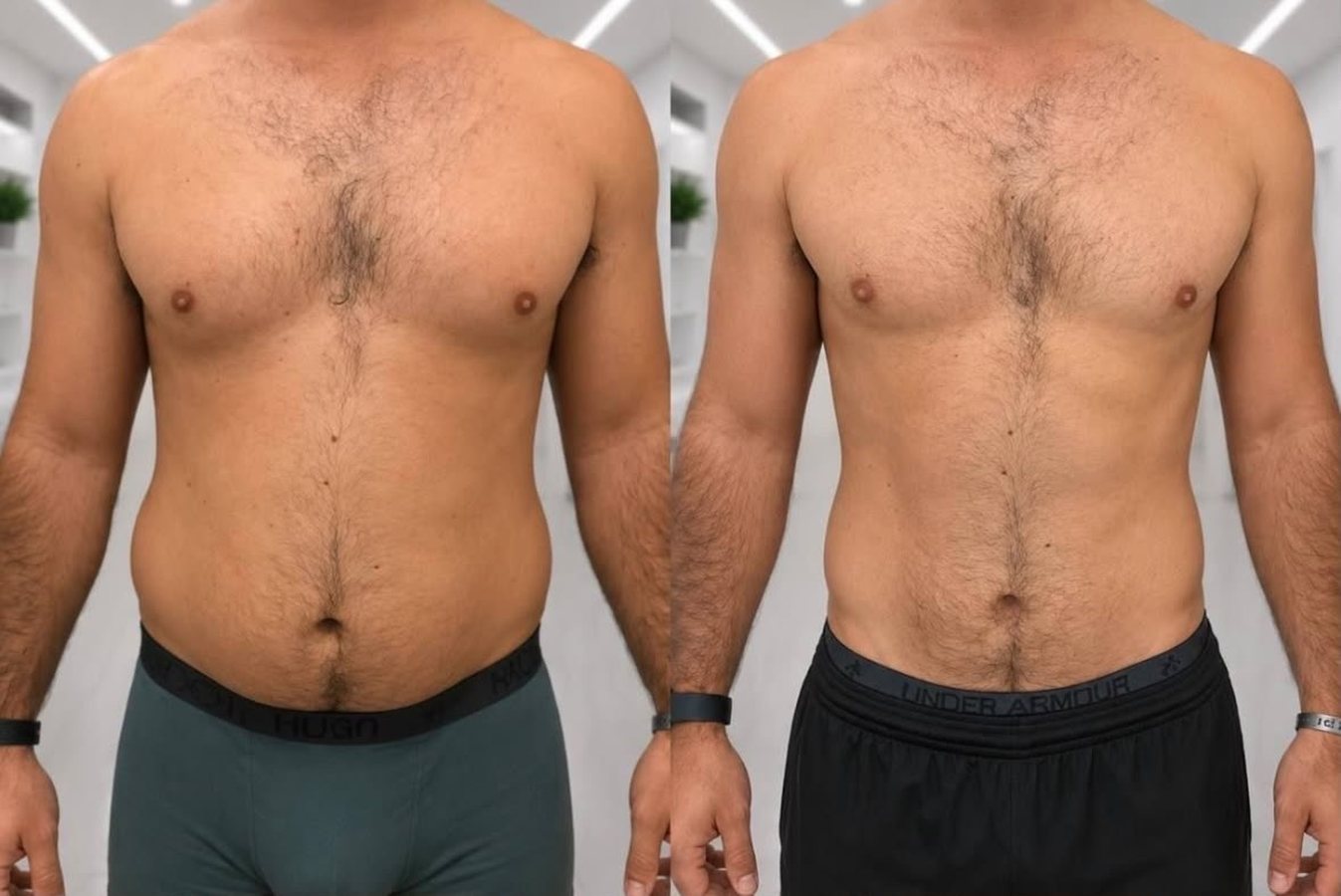 Before and after: abdomen, front view