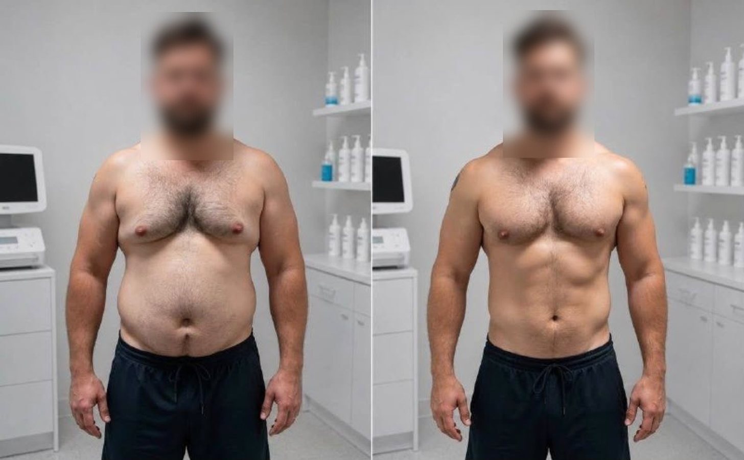 Before and after: torso, front view